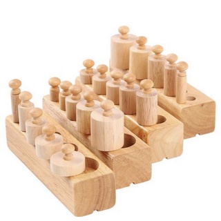 Bộ trụ có núm size mini- giáo cụ montessori - đồ chơi phát triển tư duy cho bé- đồ chơi gỗ an toàn