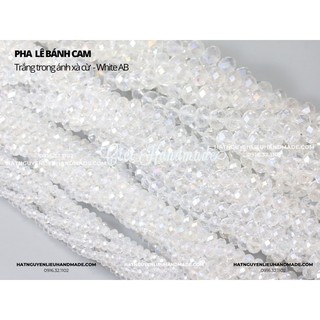Dây pha lê bánh cam nhiều cỡ màu trắng trong ánh xà Cici Handmade nguyên liệu đính kết