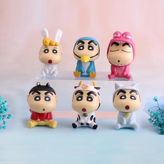 Set mô hình 6 nhân vật Shin | Tiểu cảnh Cậu bé bút chì để bàn mini [Sẵn hàng]