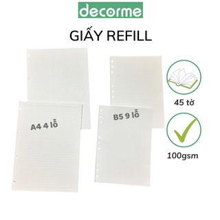 Giấy refill B5 9 lỗ A4 4 lỗ ruột sổ còng phụ kiện sổ planner bullet journal DECORME