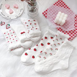 Tất Cổ cao nữ Dễ thương In hình Hoạt hình Hàn Quốc Vớ cao cổ nữ Cotton Cute Ulzzang Nhật Bản