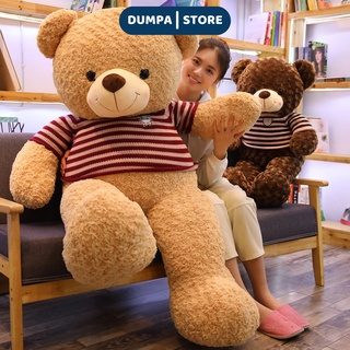 Gấu bông Teddy siêu to mặc áo len gối ôm thú nhồi bông chất liệu lông xù big size DUMPA STORE
