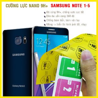 Dán cường lực dẻo nano Samsung Note 5, Note 4, Note 3, Note 2, Note 1