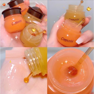 Hũ Cappuvini mặt nạ ngủ môi kiểm son dưỡng ong vàng Honey Moist - Tặng kèm cọ mật