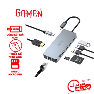USB HUB Type-C Robot HT380 Bộ Chuyển Đổi 8 Trong 1 Type-C Sang HDMI USB Thẻ Nhớ Cổng PD