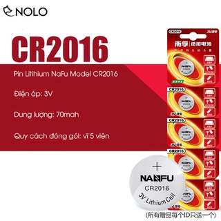 Vĩ Gồm 5 Viên Pin Cúc Áo Mini NaFu Model CR2016 Điện Áp 3V Dung Lượng 70mah