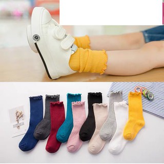 Tất Vintage Trẻ Em 𝑭𝒓𝒆𝒆𝒔𝒉𝒊𝒑 Tất Cao Cổ Vớ bèo nhún Cho Bé Lố 4 Vớ Hàn Quốc Đủ Màu-SAMKID