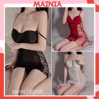 Đầm Ngủ Body Hai Dây Có Gọng Đệm Ngực Phối Ren Xuyên Thấu Sexy Váy Ngủ Gợi Cảm Quyến Rũ Mainia Official Shop