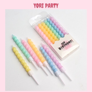 Nến Xoắn Màu Pastel Hàn Quốc bộ 6 cây - Yori Party
