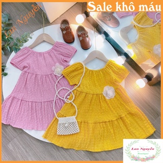 Bán sỉ Sét 2 váy đũi xốp xòe màu hồng vàng cho BG