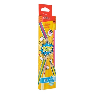 Bút chì gỗ 2B Deli U52600 Binkids hộp 12 cây bút chì thân tam giác các màu dễ thương dành cho bé BC03