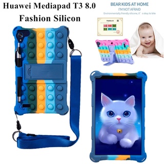 Ốp Máy Tính Bảng Bằng Silicon Mềm Có Giá Đỡ Cho Huawei Mediapad T3 KOB-L09 8.0 inch