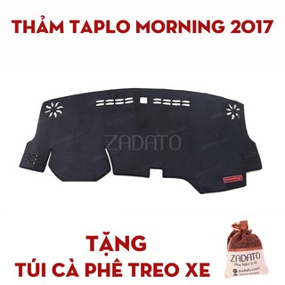Thảm Taplo Kia Morning - Thảm Chống Nóng Taplo Lông Cừu - TẶNG: Túi Cafe Treo Xe