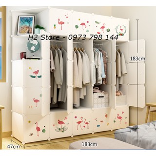 TỦ NHỰA LẮP GHÉP 25 Ô (GỒM 2 KỆ GÓC) VÁCH TRẮNG ĐỤC CỬA CON HẠC DỄ THƯƠNG ĐỂ QUẦN ÁO ĐA NĂNG THÔNG MINH sâu 47cm