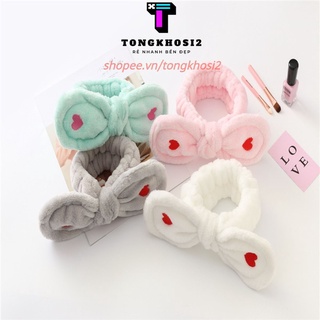 PVN36475 Băng đô nhung tai thỏ thêu trái tim T2