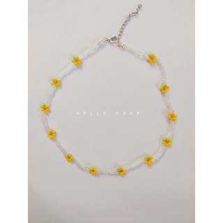 VÒNG TAY CHOKER LẮC CHÂN XINH XỈU HẠT CƯỜM KẾT HOA NÈ