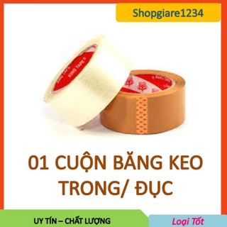 1 Cuộn Băng Keo Trong/ Đục Siêu Dính,Đóng Hàng Dán Thùng 5F-100 Yard