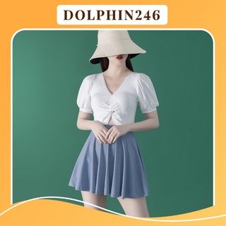 Bikini Set 3 Đồ Bơi Nữ 2021Tay Bồng Liền Thân Kèm Chân Váy Mẫu Mới Hot K4-A2