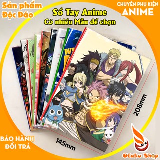 Sổ tay Anime Fairy tail + dr.stone khổ A5 bìa in hình hoạt hình xinh xắn giấy dày có kẻ sọc 120 trang