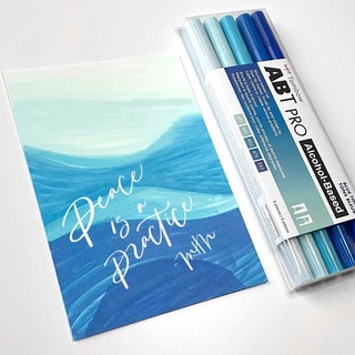 [DA ĐEN] Bộ 5 Bút Dual Marker Tombow ABT Pro - Blue Tones