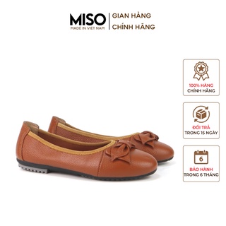Giày búp bê nữ da thật basic phối nơ êm chân đi làm đi chơi MISO M015