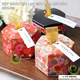 SET 5 HỘP GIẤY ĐỰNG BÁNH KẸO QUÀ TẾT LỤC GIÁC TRANG TRÍ CÁC DỊP LỄ NĂM MỚI HÌNH HOA ANH ĐÀO TẾT XUÂN HBK-0040,0059