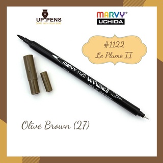 Bút lông đầu cọ viết calligraphy Marvy Le Plume II Double-Sided Watercolor Marker - Màu nâu đậm (Olive Brown - 27)