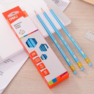 { kho sỉ } HỘP 12 BÚT CHÌ DELI 37000 KÈM TẨY
