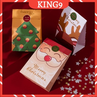 Túi quà giáng sinh handmade có sticker đi kèm phụ kiện quà tặng king9 15x9.7x27cm