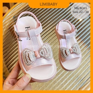 Sandal bé gái quai ngang gắn nơ xinh xắn dễ thương cho trẻ em mầm non tiểu học 1 -12 tuổi đi học đi biển thời trang SG65