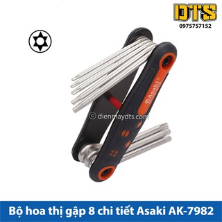 Bộ lục giác hoa thị có lỗ gập 8 chi tiết Asaki AK-7982