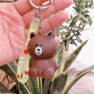 Móc khóa bé gấu nâu trắng dễ thương