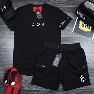 Bộ quần áo thể thao nam body 1 quần short VQ khóa + 1 Áo ngắn tay 304 Fitness