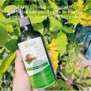 Tẩy tế bào chết body COCONUT AOSI kích trắng X3 bật tone da loại bỏ bụi bẩn trên da giúp da hấp thụ kem tốt hơn