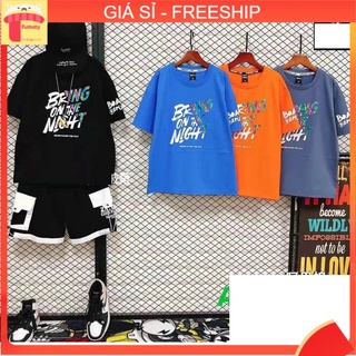 Áo thun bé trai 8-14 tuổi in chữ BRING, Áo cộc tay cho bé kiểu dáng hiphop vải cotton thấm hút mồ hôi tốt