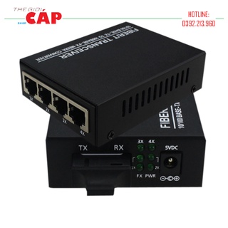 Bộ AB Chuyển Đổi Quang Ethernet 100Mbps Kéo Dài 25km 4 Cổng Mạng RJ45