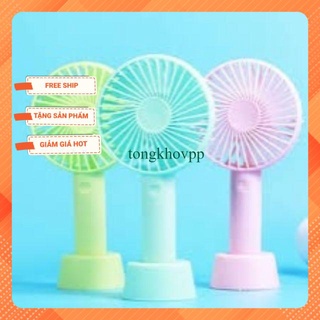 Quạt mini cầm tay Portable Fan 4 cánh kèm kèm chân sạc có đế để bàn, để điện thoại