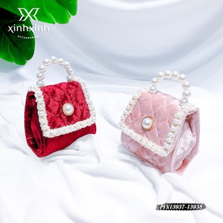 Túi xách cho bé , túi đeo chéo bé gái mini vải nhung trần trám - Xinh Xinh Accessories