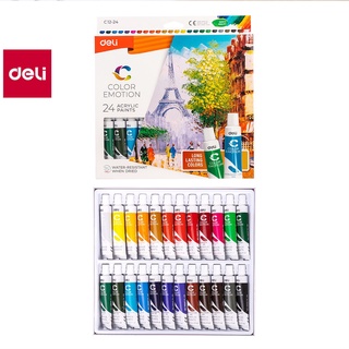 Màu nước Acrylic dạng tuýp 12ml Deli 12/24 màu EC12