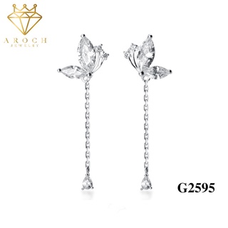 Khuyên tai bạc Ý s925 hoa 2 cánh tinh tế G2595 - AROCH Jewelry