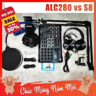 [Bảo hành 12 tháng] Combo Micro ALC 280 + SoundCard  S8 + full phụ kiện livestream karaoke thu âm xịn sò cao cấp