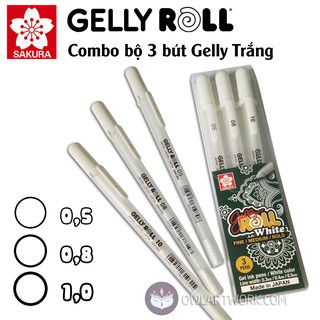 [CHÍNH HÃNG] Bút Trắng Gelly Roll SAKURA - Full Size (0,5 0,8 1.0)