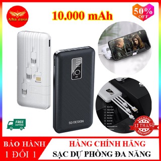 [CHÍNH HÃNG] Sạc dự phòng SD Design G01 ✔Kèm 4 cáp sạt - giá đỡ, đèn pin, Sạc Nhiều Thiết Bị Cùng Lúc ✔10000mAh