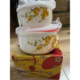 bộ 2 thố sứ tráng men