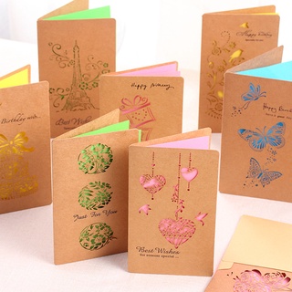 Bộ thiệp chúc mừng, quà tặng bằng giấy kraft phong cách vintage đẹp mắt