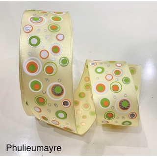 Ruy băng lụa hoạ tiết tròn 4cm (ribbon)