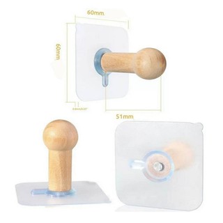 Móc treo gương [KHÔNG KHOAN ĐỤC] Móc gỗ dán tường decor siêu dính siêu chắc