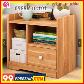 Tủ, Kệ Đầu Giường Vuông 2 Ngăn Kéo Màu Gỗ 40 x 26 x 32.5cm