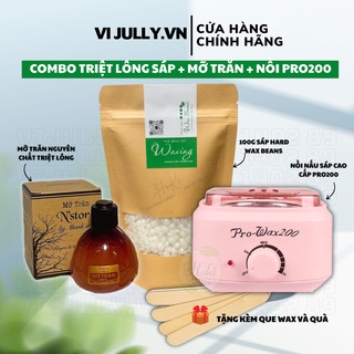 Combo Máy Náu Sáp Wax Nóng Chuyên Dụng Pro200 Giúp Sáp Mau Tan Chảy, An Toàn Tiện Lợi Cho Triệt Lông Tại Nhà Và Spa