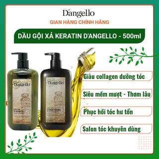 Dầu Gội Xả Keratin D'Angello 500ml, Dầu Gội Italy Cung Cấp Keratin, Phục Hồi Tóc Hư Tổn, Giúp Tóc Bóng Mượt